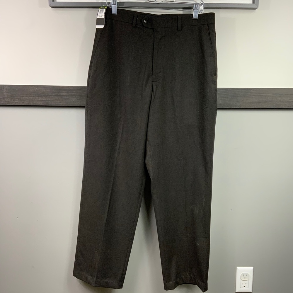 CLAIBORNE plain front chocolate pants no iron - Picture 1 of 11